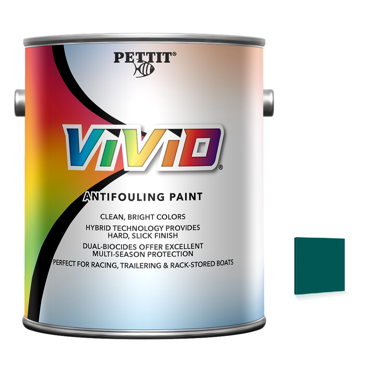 Pettit Vivid packaging with official Green color swatch