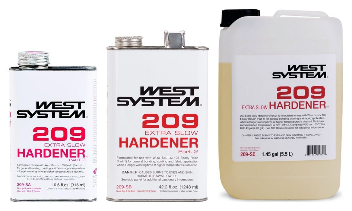 WEST SYSTEM 209 Extra Slow Hardener — A, B and C size options, sold separately