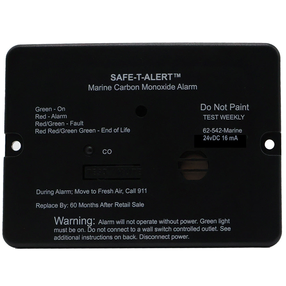Safe-T-Alert 62 Series Marine Carbon Monoxide Alarm - 24V Flush Mount - Black [62-542-BL-MARINE-24V]