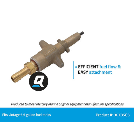 OEM Mercury / Quicksilver 30185Q3 Fuel Line Connector for Vintage 6.6 Gallon Fuel Tanks, 1 Pack