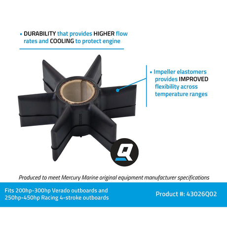 OEM Mercury / Quicksilver 43026Q02 Water Pump Impeller for OEM Mercury 200-300hp Verado and 250-450hp Racing 4-Stroke Outboards