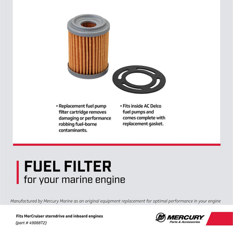 Mercury Fuel Filter 49088T2 for Select MerCruiser 4- and 6-Cylinder Gasoline Engines