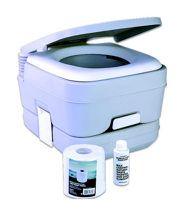 Dometic 962 Portable Toilet Bonus Pack, 2.5 Gallon, Platinum - 9108557350