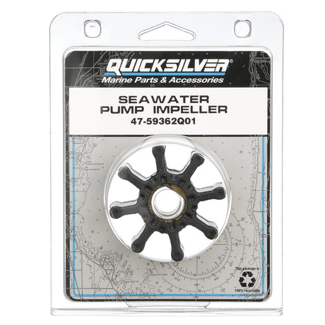 OEM Mercury / Quicksilver 59362Q01 Sea Water Pump Impeller for MerCruiser Engines w/ Engine Mounted, 2-Piece, Plastic Housing