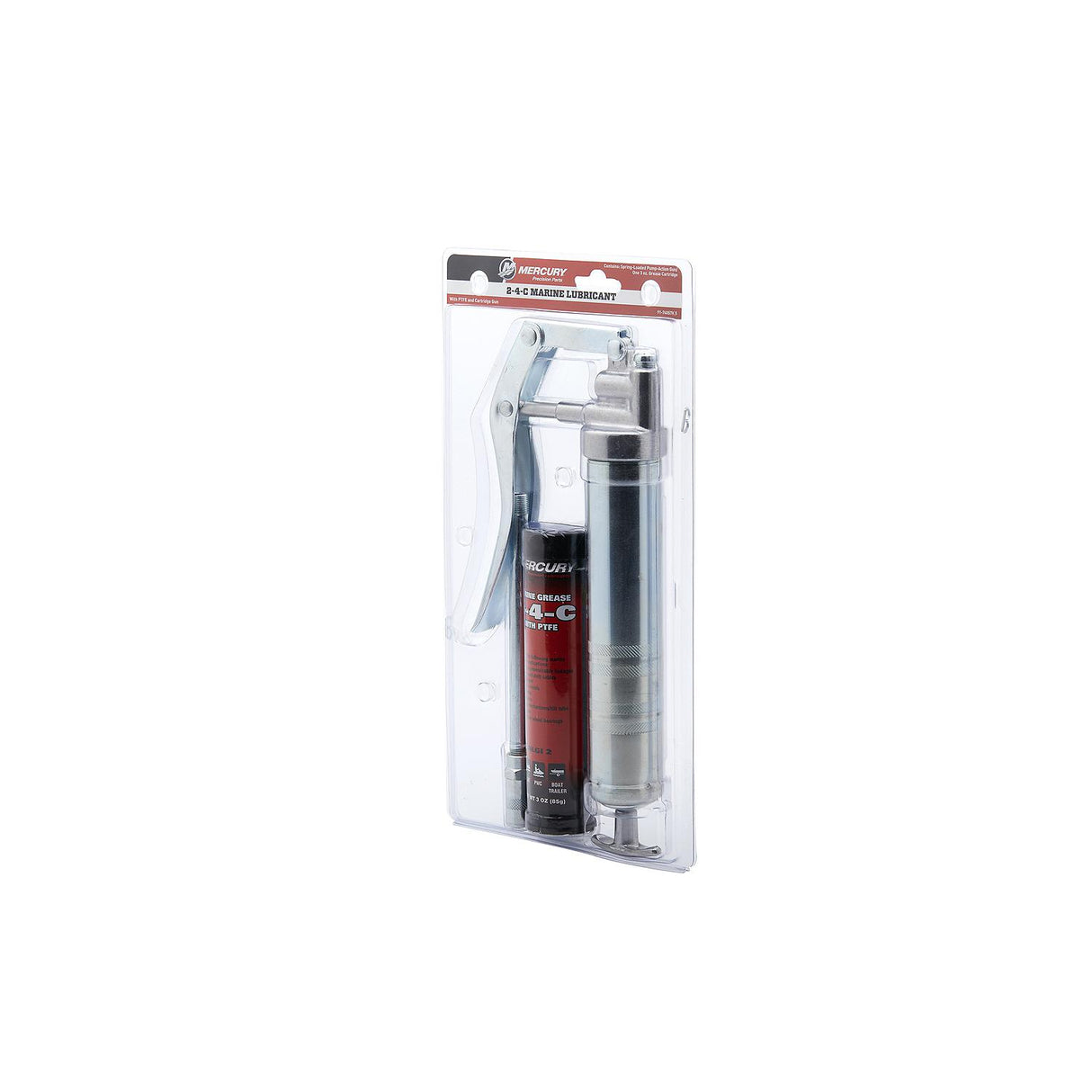 Mercury 74057K5 2-4-C Marine Grease with PTFE - Multi-Purpose Marine Lubricant - 3 oz Cartridge with Grease Gun