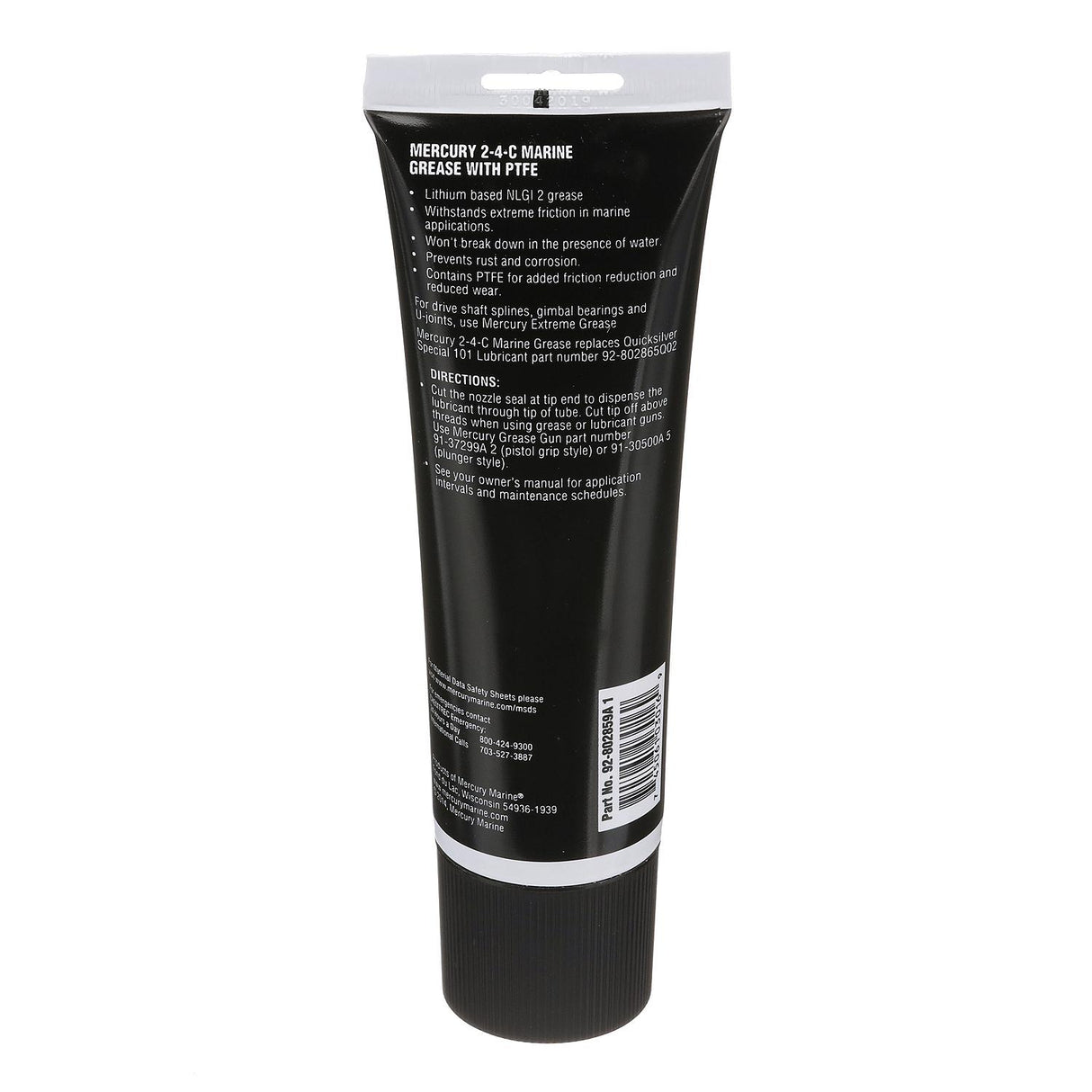 Mercury 802859A1 2-4-C Marine Grease with PTFE - Multi-Purpose Marine Lubricant - 8 oz Tube