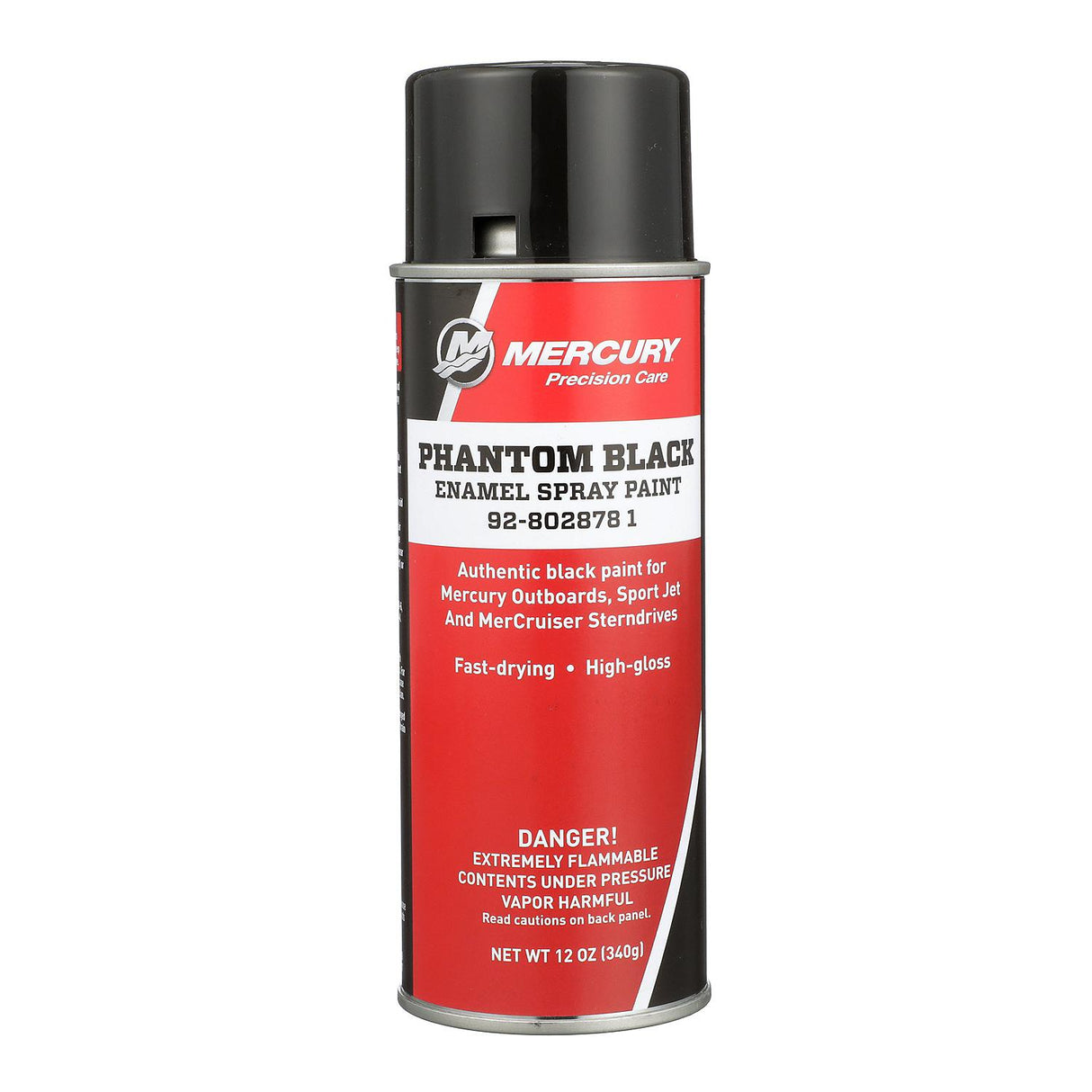 Mercury 8028781 Phantom Black Enamel Spray Paint for Mercury and MerCruiser - 12 oz Spray Can