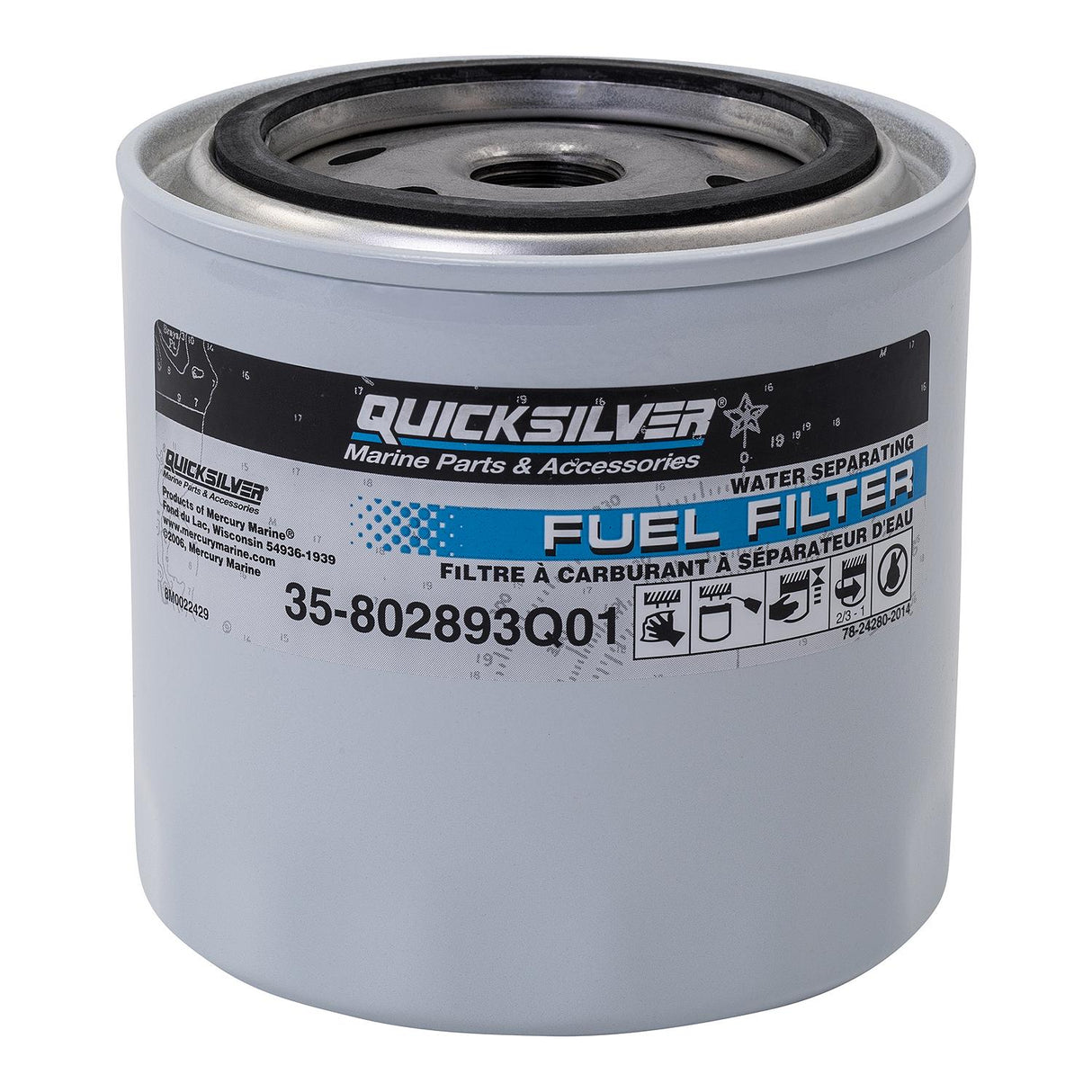 OEM Mercury / Quicksilver 802893Q01 Water Separating Fuel Filter for Mercury and Mariner Outboards and MerCruiser Sterndrive and Inboard Engines