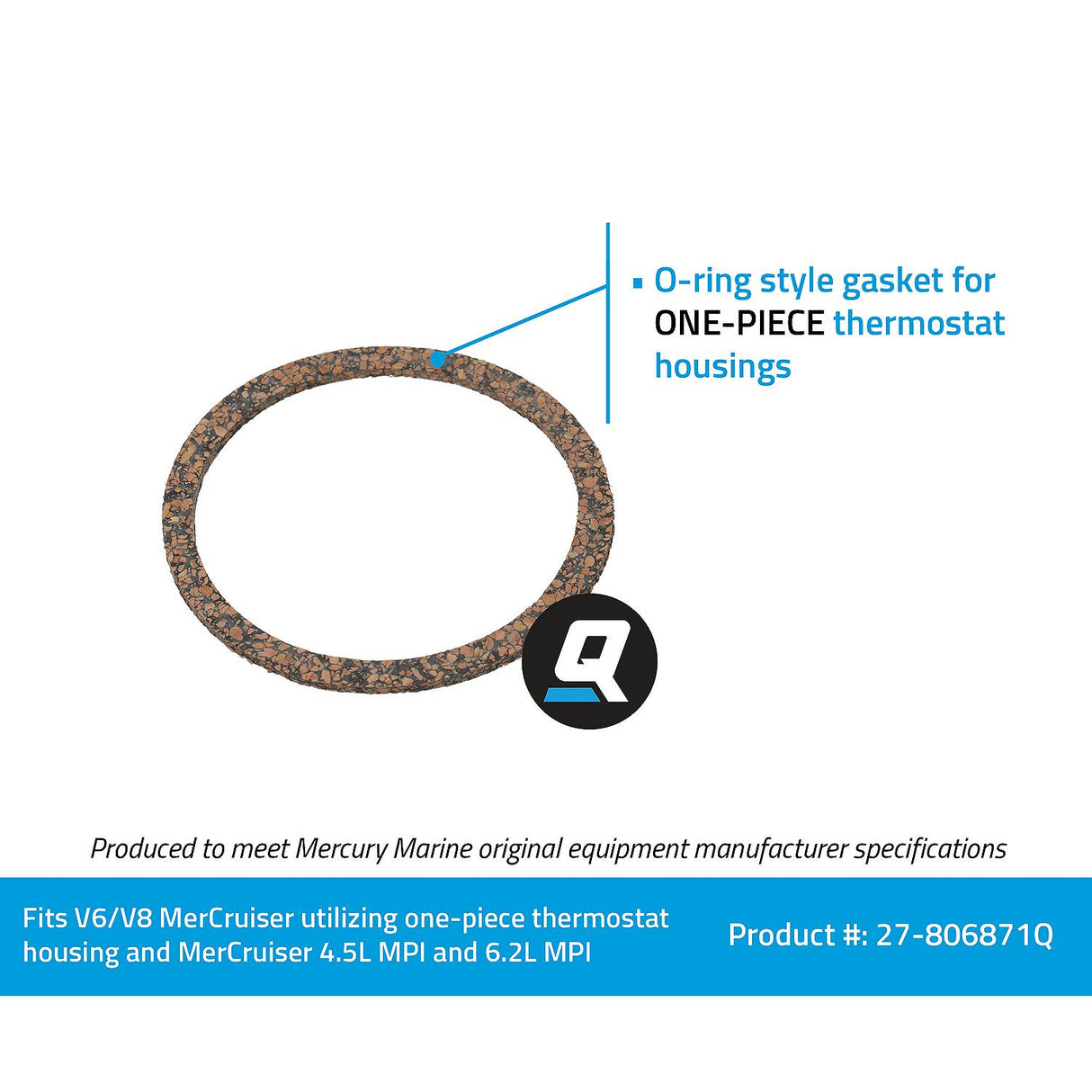 OEM Mercury / Quicksilver 806871Q Thermostat O-Ring Gasket, MerCruiser, 4.5L & 6.2L