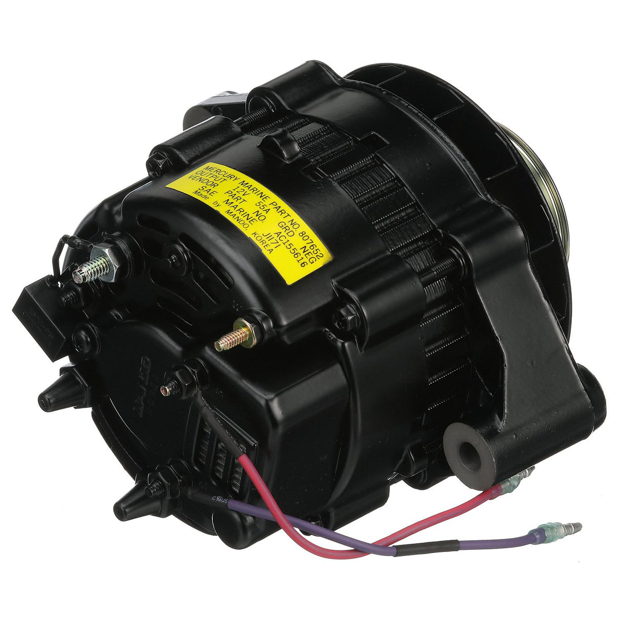OEM Mercury / Quicksilver 807652T 55 Amp Alternator, Mando, Serpentine Belt for V6 and V8 MerCruiser Sterndrives or Inboard Engines Made by General Motors (1996-1999)
