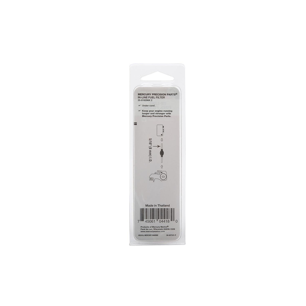 Mercury Inline Fuel Filter 816296K2 for Mercury and Mariner Outboards with 5/16-Inch Fuel Lines