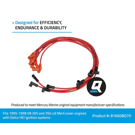 OEM Mercury / Quicksilver 816608Q70 Red Wire Spark Plug Wire Kit