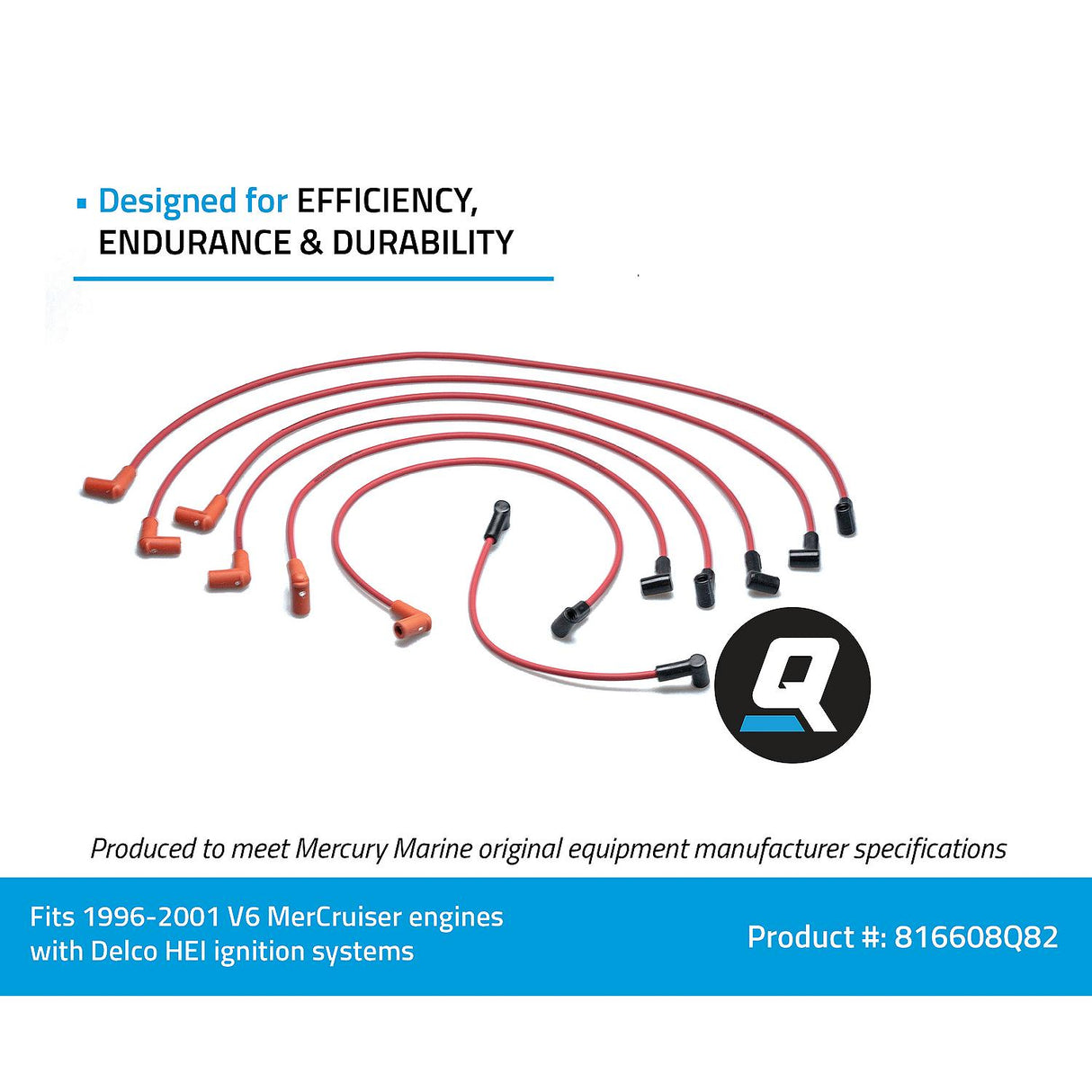OEM Mercury / Quicksilver 816608Q82 Red Wire Spark Plug Wire Kit