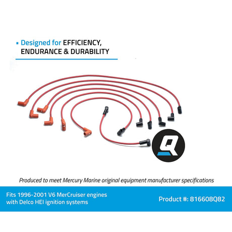 OEM Mercury / Quicksilver 816608Q82 Red Wire Spark Plug Wire Kit