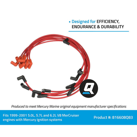 OEM Mercury / Quicksilver 816608Q83 Red Wire Spark Plug Wire Kit