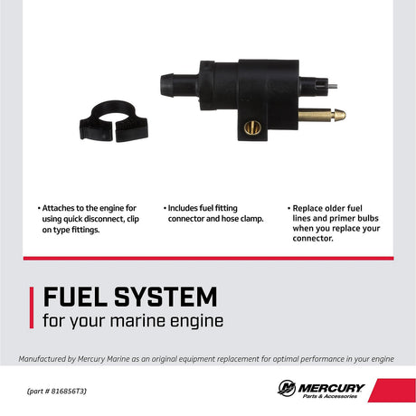Mercury Quick-Disconnect Fuel Line Connector Kit 816856T3 for Vintage Mercury and Mariner Outboards