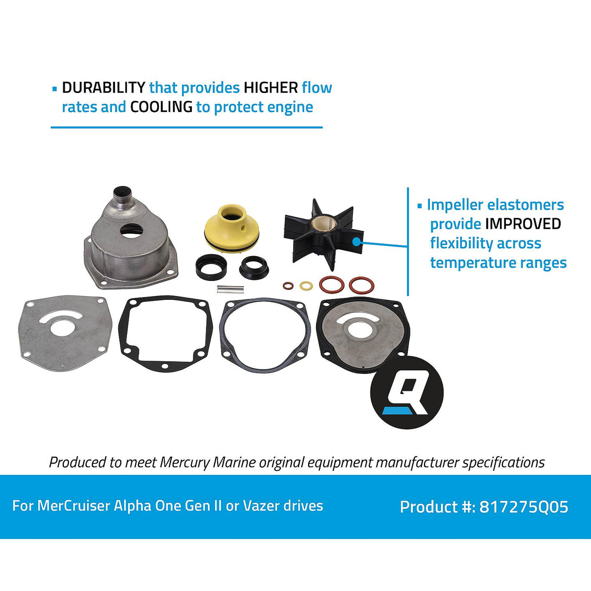 OEM Mercury / Quicksilver 817275Q05 Upper Water Pump Repair Kit for MerCruiser Alpha One Gen II Drives and Vazer Drives