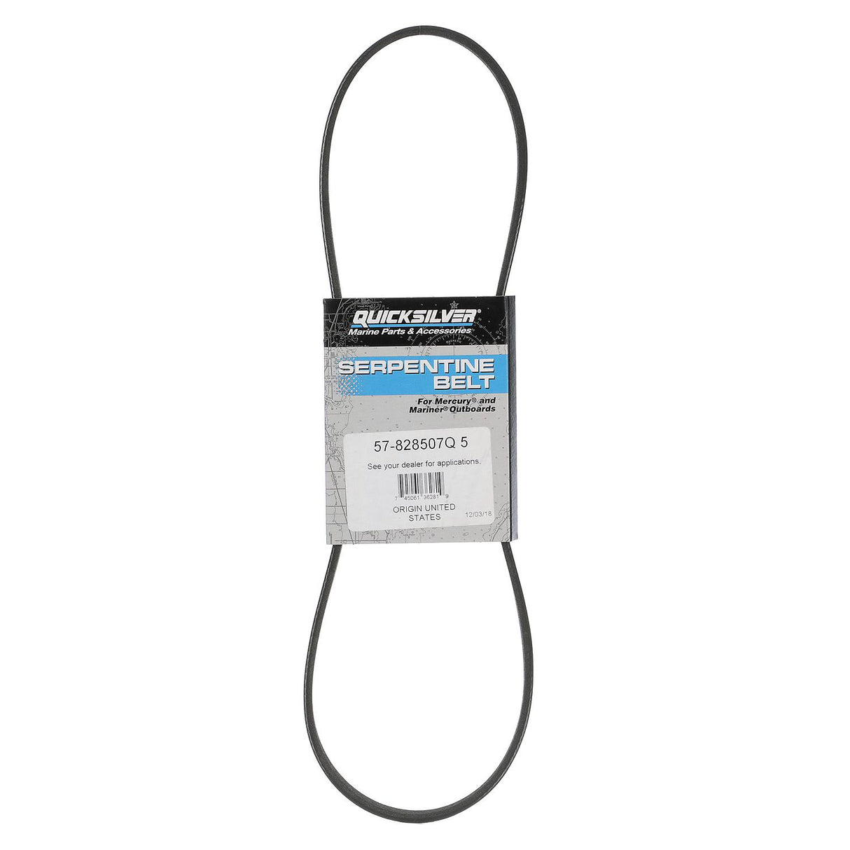 OEM Mercury / Quicksilver Alternator Belt 828507Q5 for 3L V6 Mercury OptiMax Outboards (Non-Pro Models)