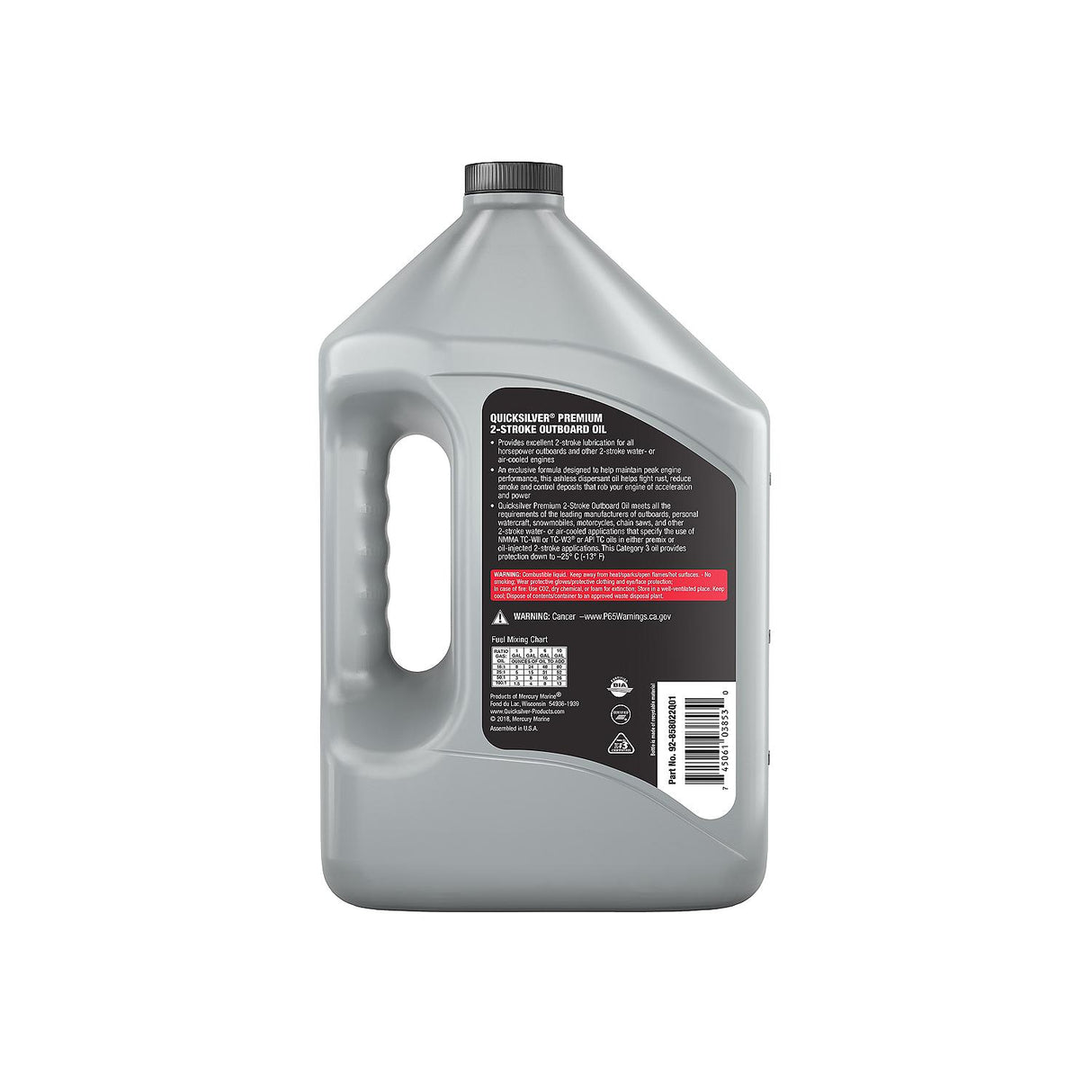 OEM Mercury / Quicksilver Premium 2-Stroke Engine Oil for Outboards, PWCs, Snowmobiles and Motorcycles, 1 Gallon