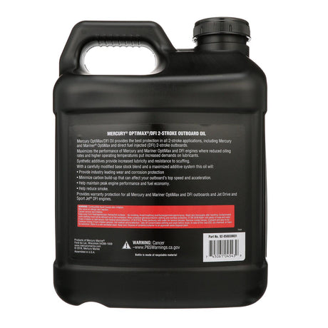 Mercury 8M0229800 Synthetic Blend Direct Injection (DI) Engine Oil for OptiMax and Other DFI 2-Stroke Outboards - 2.5 Gallons