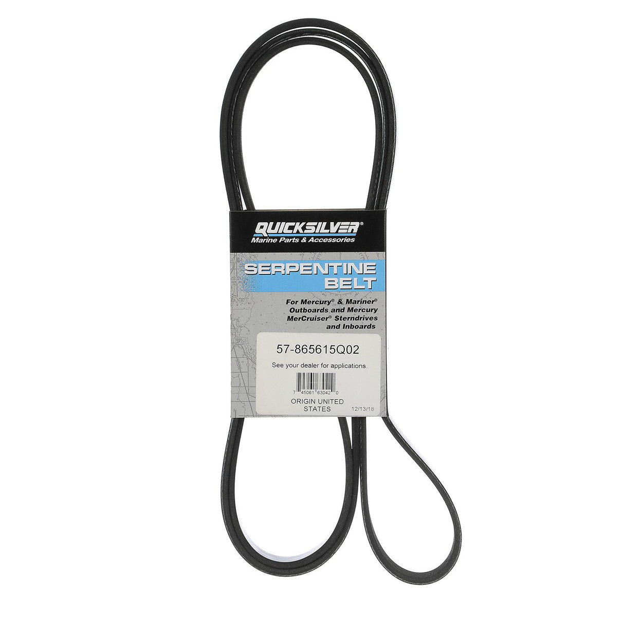 OEM Mercury / Quicksilver 865615Q02 Serpentine Belt, 2,285mm Long for Select MerCruiser 8.1S Engines and MerCruiser 496 Magnum Engines