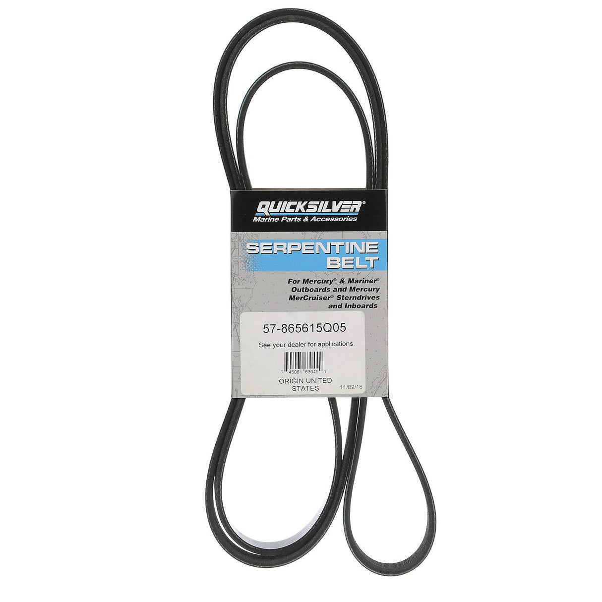 OEM Mercury / Quicksilver 865615Q05 Serpentine Belt, 2,233mm Long for MerCruiser 2001 & Newer Mie & Tow Sports Engines w/ Standard Cooling and 4.25" Idler Pulley