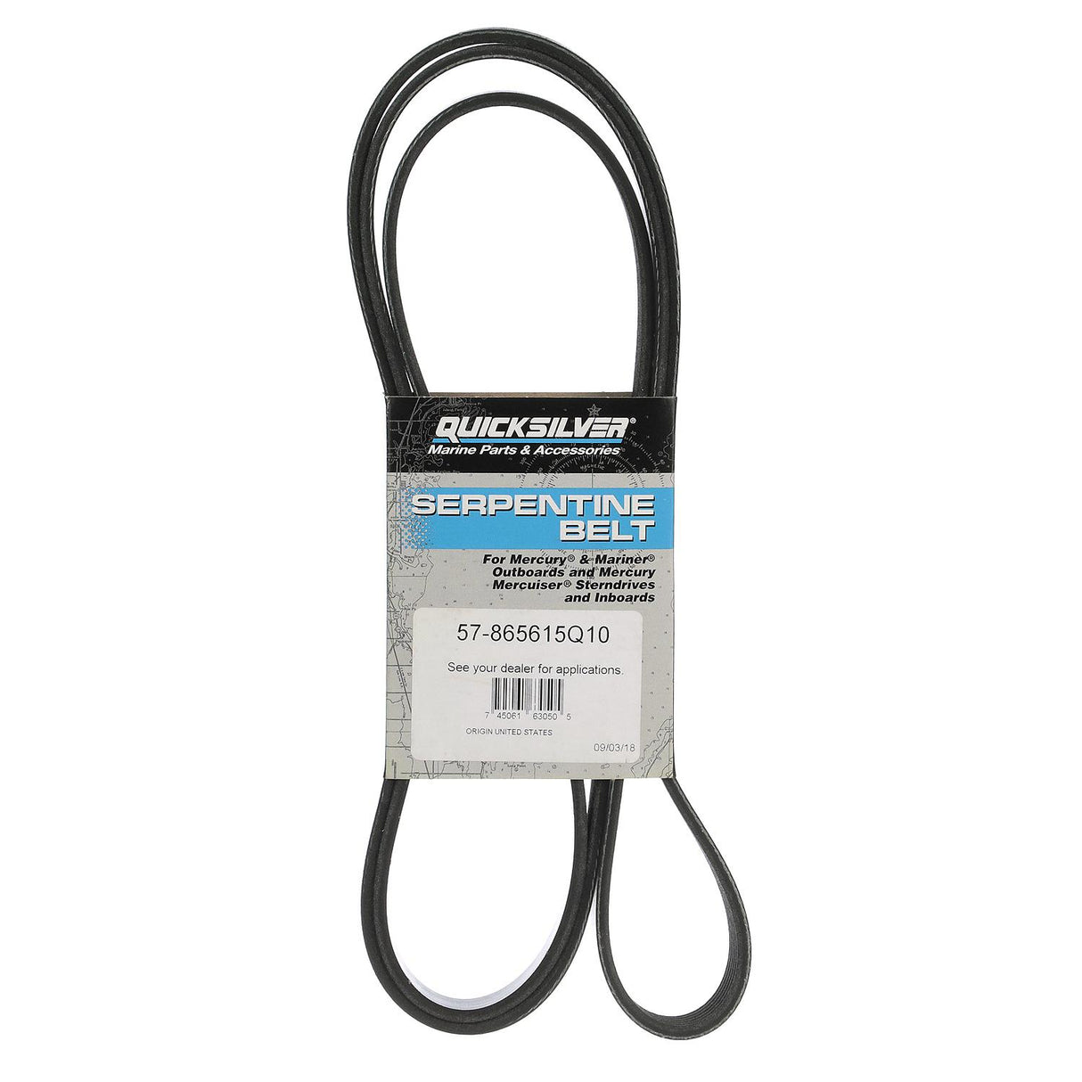 OEM Mercury / Quicksilver 865615Q10 Serpentine Belt, 2,195mm Long for MerCruiser 2001 & Newer MIE Engines w/ Closed Cooling and 4.25" Idler Pulley