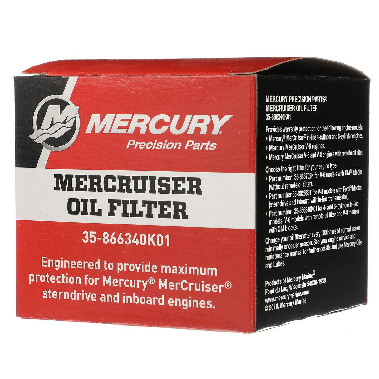 Mercury Oil Filter 866340K01 for MerCruiser Sterndrive and Inboard engines