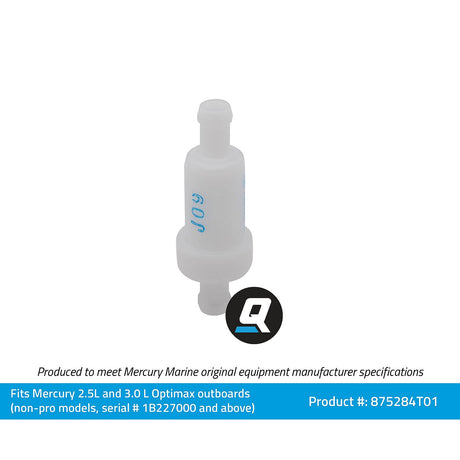 OEM Mercury / Quicksilver 875284T01 Inline Oil Filter for Select Mercury 2.5L and 3.0L OptiMax Outboards (Non-Pro Models)