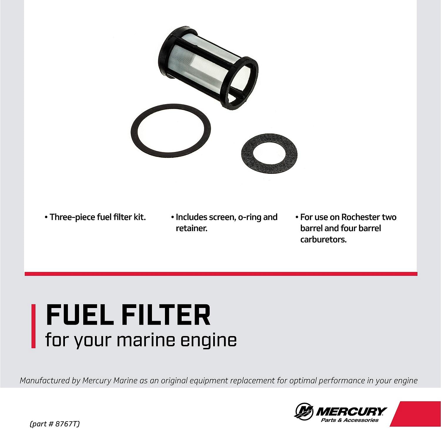 Mercury Carburetor Fuel Filter 8767T for Two-Barrel and Four-Barrel Rochester Carburetors