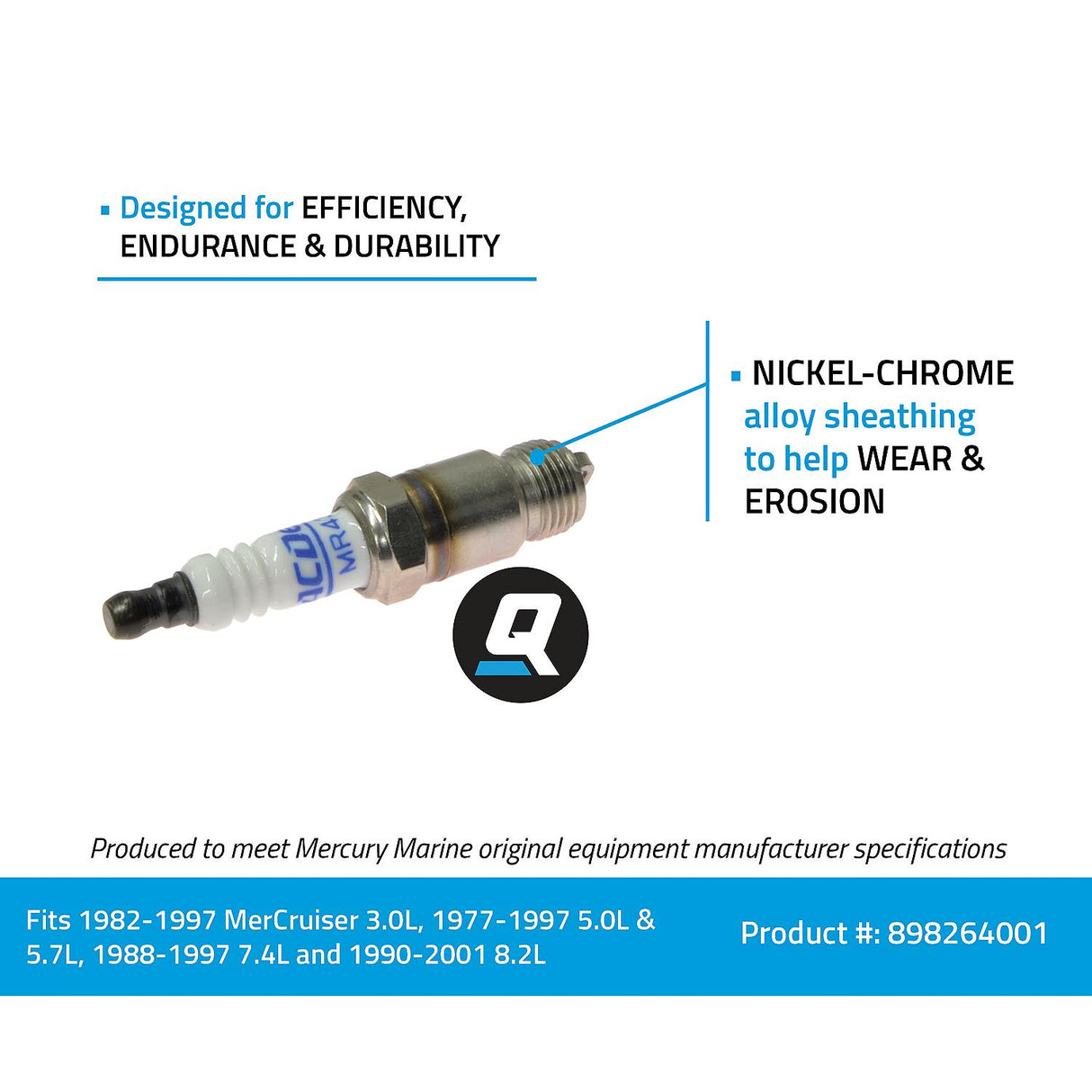 Quicksilver 898264001 AC Delco MR43T Spark Plug