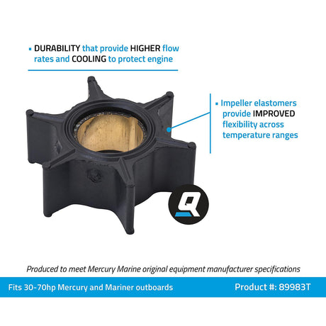 OEM Mercury / Quicksilver 89983T Water Pump Impeller for Mercury and Mariner 30-70hp Outboards