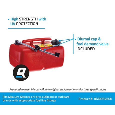 OEM Mercury / Quicksilver 8M0054600 6.6 Gallon Portable Fuel Tank