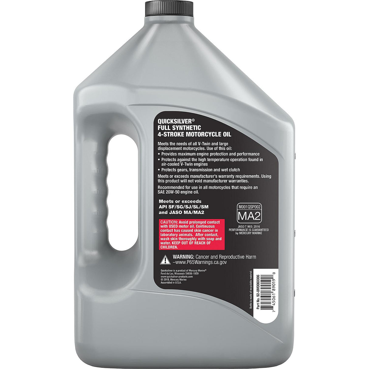 OEM Mercury / Quicksilver 20W-50 4-Stroke Full Synthetic Motorcycle Oil, 1 Gallon
