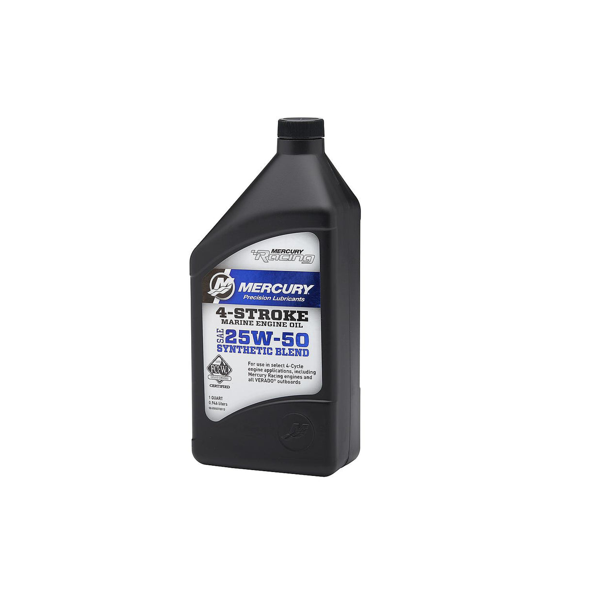 Mercury Racing 8M0078013 SAE 25W-50 Synthetic Blend High Performance 4-Stroke Marine Engine Oil - 1 Quart Bottle