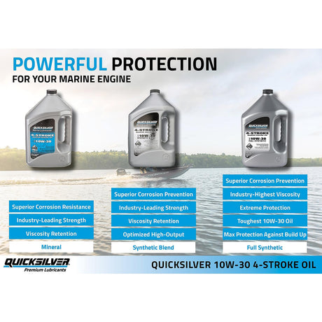OEM Mercury / Quicksilver 8M0175780 10W-30 Full Synthetic Marine Engine Oil, 1 Qt.  8M0175780