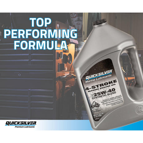 OEM Mercury / Quicksilver 25W-40 4-Stroke Synthetic Blend Marine Outboard And Sterndrive Engine Oil, 1 Gallon 8M0078623