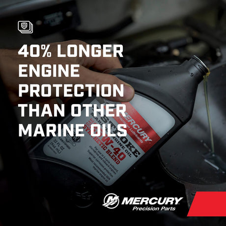 Mercury 8M0078629 SAE 25W-40 Synthetic Blend 4-Stroke Marine Engine Oil - 1 Quart Bottle