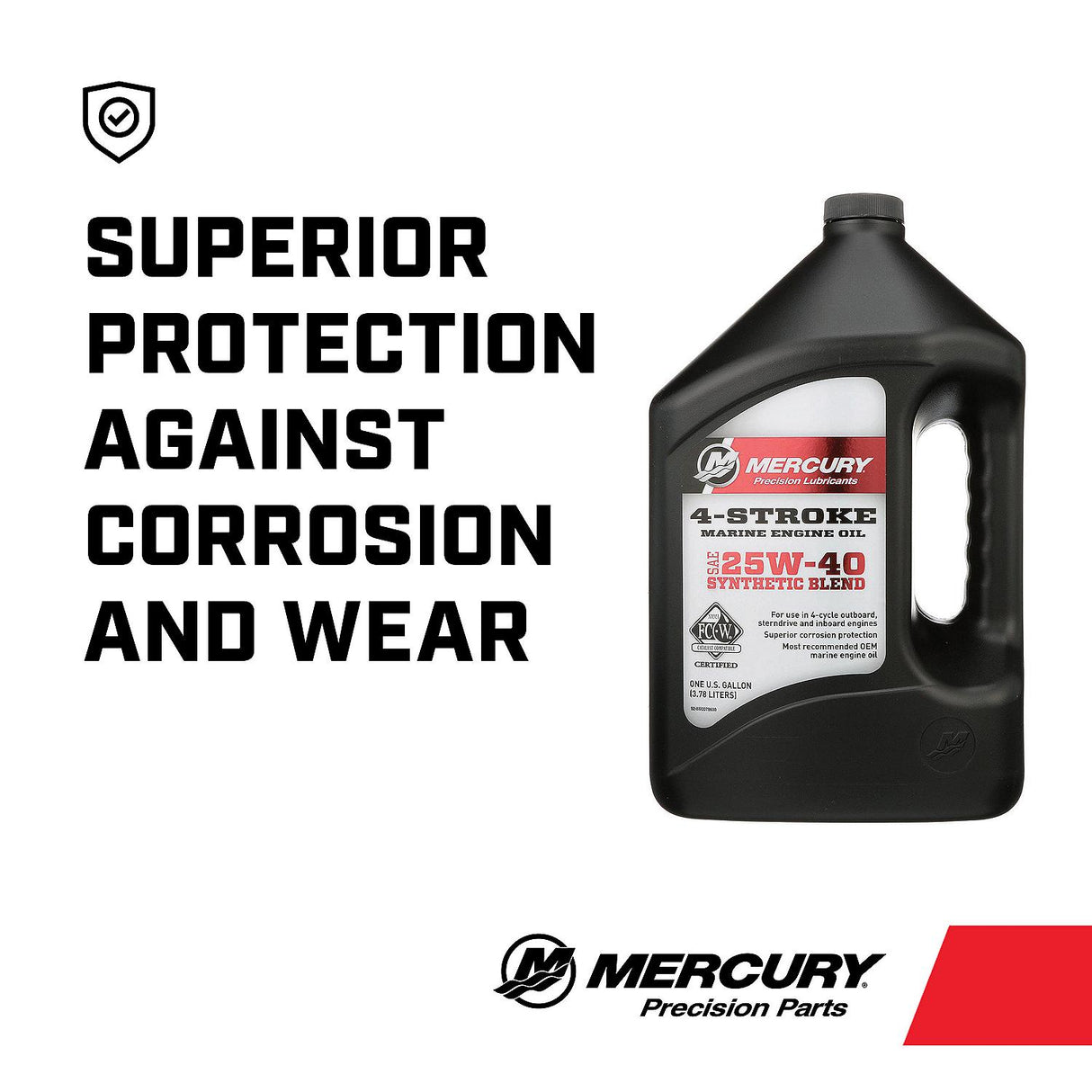Mercury 8M0078630 SAE 25W-40 Synthetic Blend 4-Stroke Marine Engine Oil - 1 Gallon