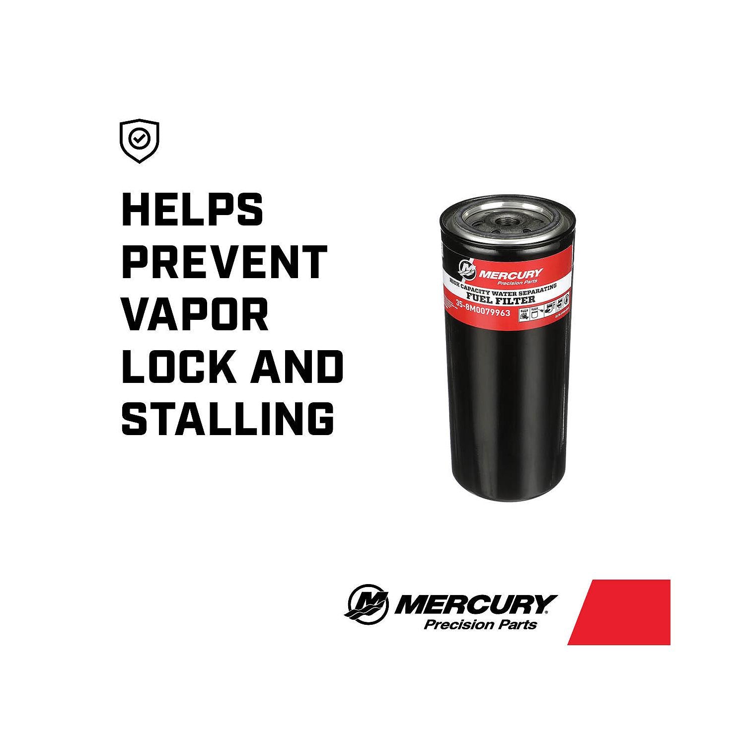 Mercury High-Volume Water Separating Fuel Filter 8M0079963 for Select Outboard, Sterndrive and Inboard Engines