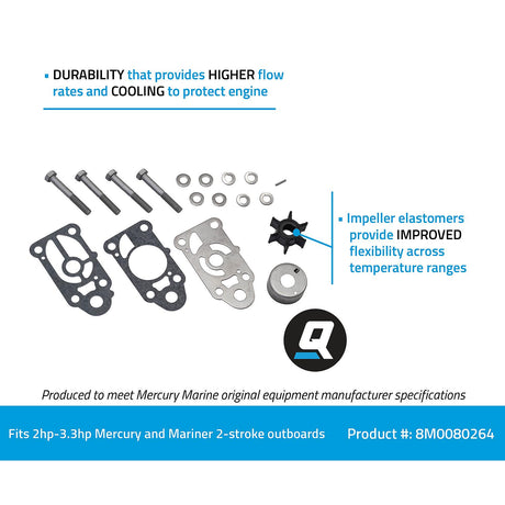 OEM Mercury / Quicksilver 8M0080264 Water Pump Repair Kit for Mercury and Mariner 3.3hp Outboards