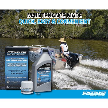 OEM Mercury / Quicksilver 25W-40 Oil Change Kit for 4-Stroke 15hp and 20hp Mercury Outboards