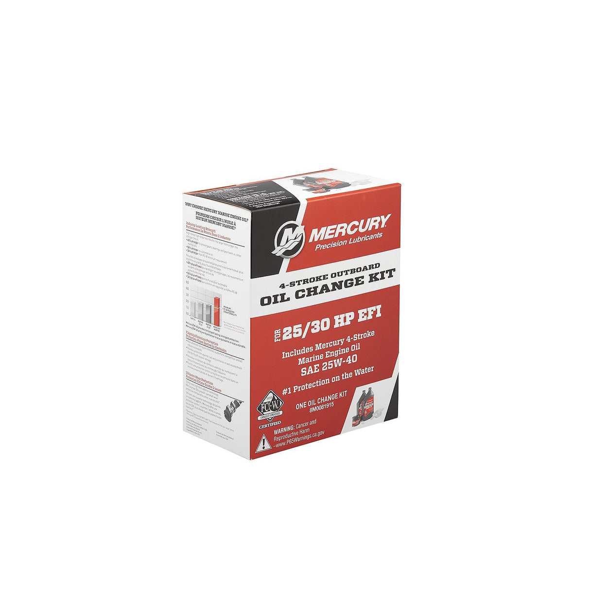 Mercury 8M0081915 SAE 25W-40 4-Stroke Outboard Oil Change Kit for Mercury 25/30hp EFI Outboards