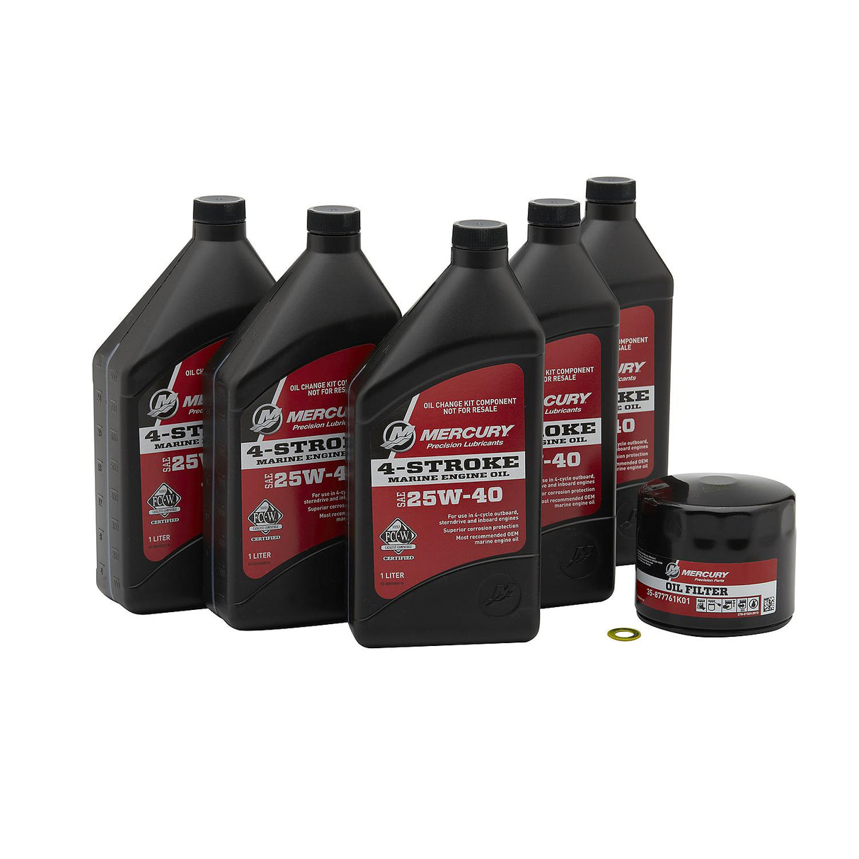 Mercury 8M0081917 SAE 25W-40 4-Stroke Outboard Oil Change Kit for Mercury 1.7L 75/90/115hp EFI Outboards