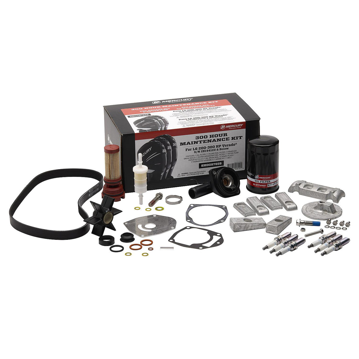 Mercury L6 200-300hp Verado EFI FourStroke 300 Hour Maintenance Kit (with anodes)