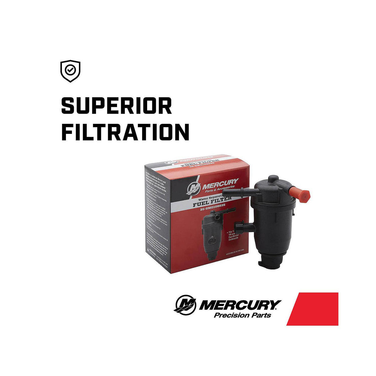 Mercury On-Engine Water Separating Fuel Filter 8M0106635 for V6 and V8 FourStroke Outboards