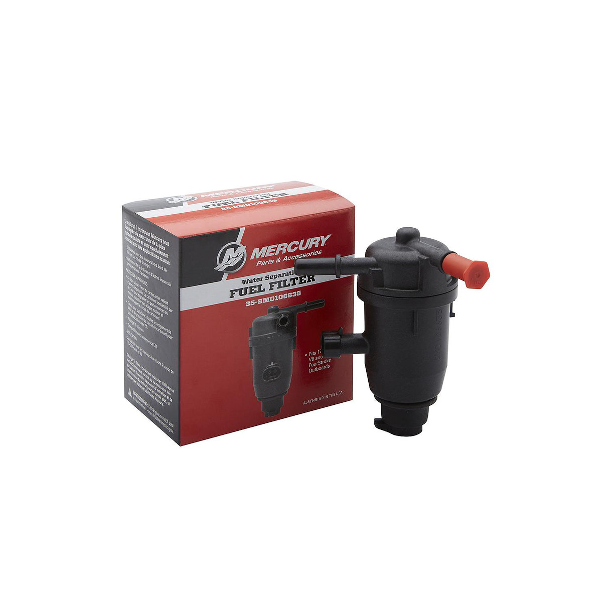 Mercury On-Engine Water Separating Fuel Filter 8M0106635 for V6 and V8 FourStroke Outboards