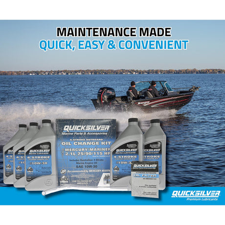 OEM Mercury / Quicksilver 10W-30 Oil Change Kit for 4-Stroke 75hp, 90hp and 115hp Mercury 2.1L Outboards