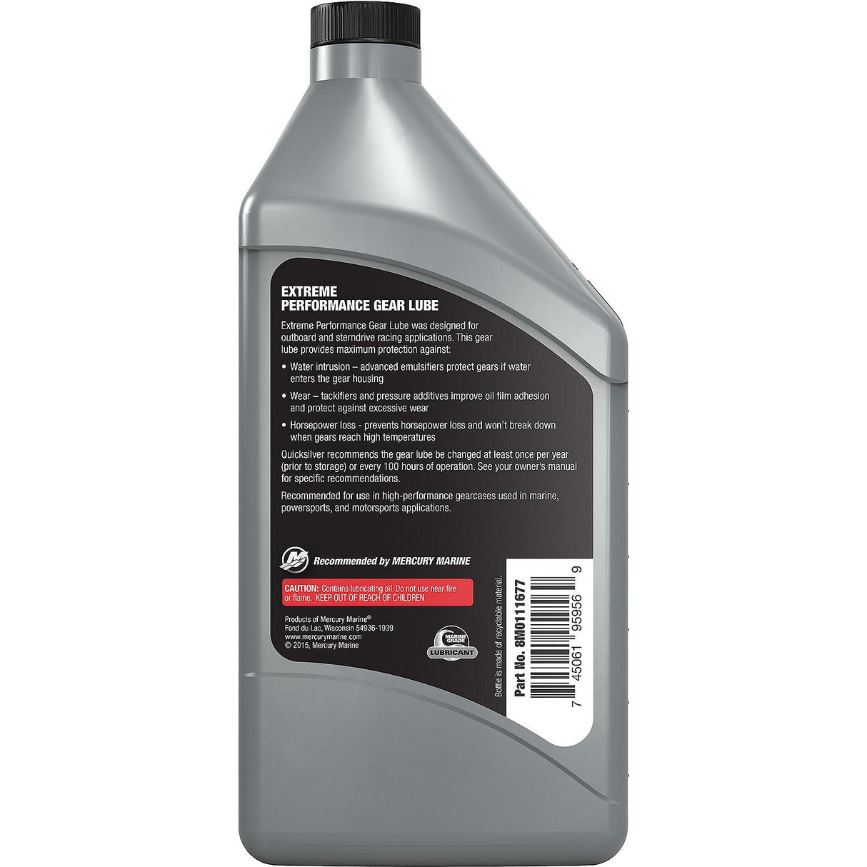 OEM Mercury / Quicksilver 85W-90 Extreme Performance Gear Lube, 1 Qt.