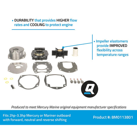 OEM Mercury / Quicksilver 8M0113801 Water Pump Repair Kit for Select Mercury and Mariner 30-60hp 4-Stroke Outboards
